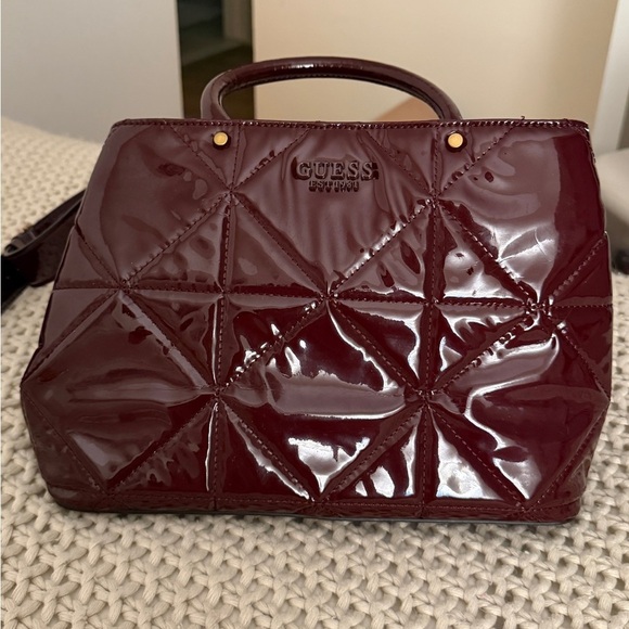 Guess Handbags - GUESS Burgundy Quilted Women's Faux Leather Bag